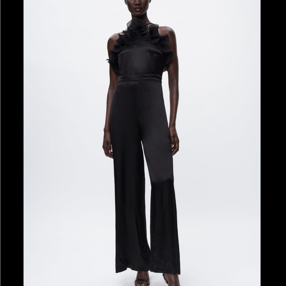 ZARA LONG RUFFLED HALTER JUMPSUIT. Brand new with tag. SIZE S